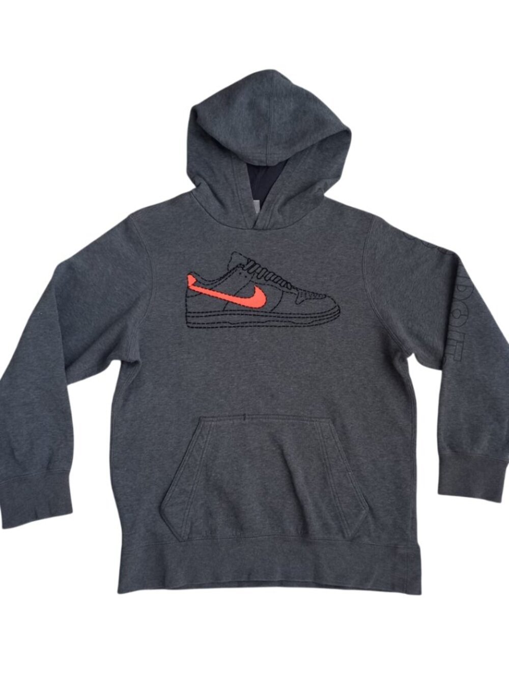 Nike Sportswear Youth Graphic Hoodie - Dark Grey Sneaker Sweatshirt, Size L